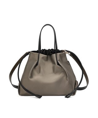 style code 【PADMA/パドマ】ナイロン×レザー　巾着　ショルダーバッグ 2WAY カーキ