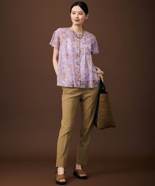 自由区 S 【SHIHOさん着用・昨年大好評・新色追加・後ろウエストゴム】シェルタリングテーパード パンツ ［新色］サンタンブラウン