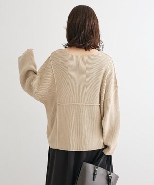 Green Parks リブ切替Ｖネックニットプルオーバー Light Beige
