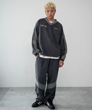 WEGO ミリタリーVネックラインプルオーバー ダークグレー