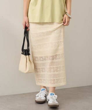 AMERICAN HOLIC レース編みニットタイトスカート Ivory