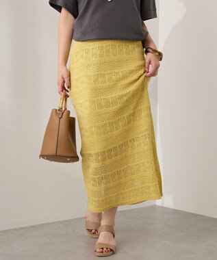 AMERICAN HOLIC レース編みニットタイトスカート Pistachio