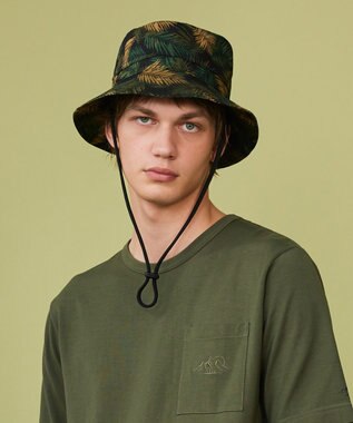 JOSEPH ABBOUD MOUNTAIN 【折り畳み可】ジャングルリーフプリント ポケッタブルバケット ハット ダークグリーン系6