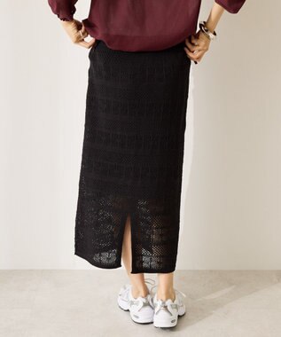 AMERICAN HOLIC レース編みニットタイトスカート Black