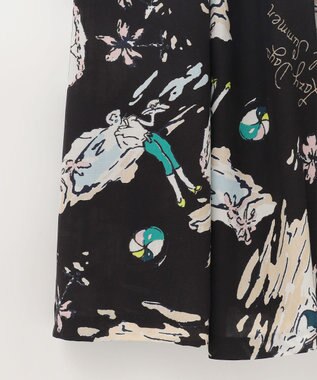 GRACE CONTINENTAL バックコンシャスプリントワンピース ブラック