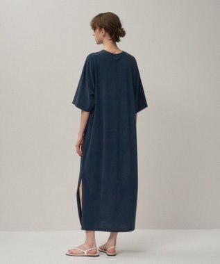 ATON HARD WASHED SUVIN | オーバーサイズＴシャツドレス NAVY