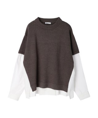 CRAFT STANDARD BOUTIQUE シャツドッキングニットプルオーバー Brown Mixture