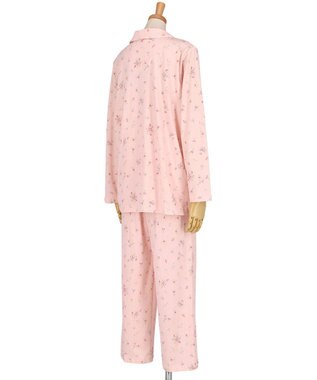 WACOAL ワコール_リラックス＆スリープ パジャマ 長袖 長ズボン 綿100％(本体) 薄手ニット素材 上下セット 前開き 春 秋 ミントン NDX500 /ワコール ピンク