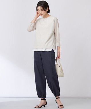 J.PRESS LADIES 【洗える】フィブリルツイル ベイカーパンツ ネイビー系