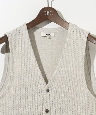 JOSEPH ABBOUD 【和紙使用エコ素材/日本素材/軽量/通気性/速乾性】和紙ムリネ ニット ベスト ライトグレー系