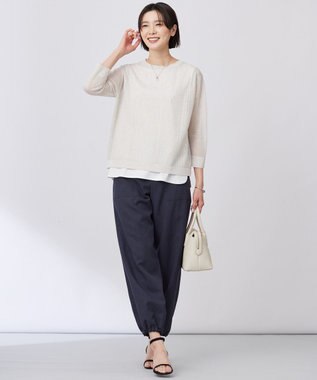 J.PRESS LADIES 【洗える】フィブリルツイル ベイカーパンツ ネイビー系