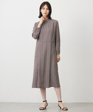 J.PRESS LADIES L デシンハウンドトゥースプリント ワンピース ブラウン系