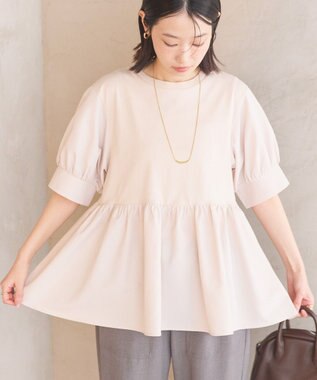 AMERICAN HOLIC 異素材切替ペプラムプルオーバー Light Beige