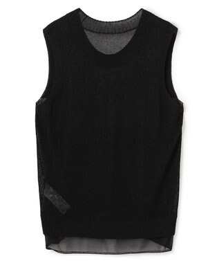 BEIGE， MORION / リネン レイヤードニット Black×Black