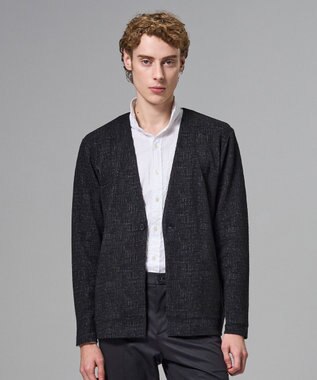 JOSEPH HOMME 【イージーケア】パフィーチェックジャージー　カーディガン グレー系