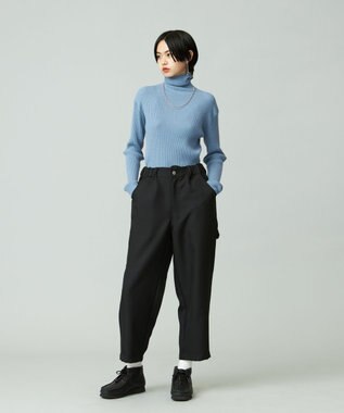 J.PRESS YORK STREET 【WOMEN】ANTI PILLING WOOL リブタートルニット サックスブルー系