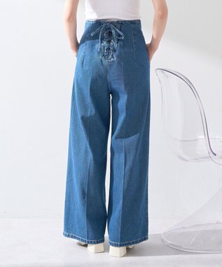 earth music&ecology フロントＺＩＰバックレースアップデニム Medium Indigo