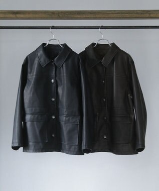 Green Parks ■ＥＳＣＡＲ　ウ゛ィンテージ調エコレザージャケット Brown