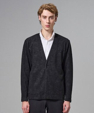 JOSEPH HOMME 【イージーケア】パフィーチェックジャージー　カーディガン グレー系