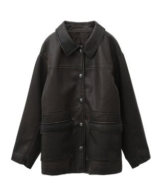 Green Parks ■ＥＳＣＡＲ　ウ゛ィンテージ調エコレザージャケット Brown