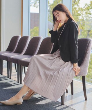 Tiaclasse 【新色追加・洗える】パールボタンプリーツワンピース グレージュ