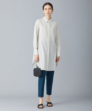 ICB 【洗える】CRySiタイプライター ロングシャツ オフホワイト系柄