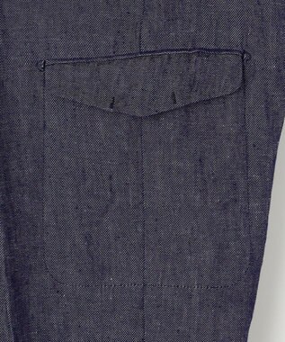 JOSEPH ABBOUD 【ウエストも伸びる！/JAPANファブリック/イージーパンツ/清涼/セットアップ】リネンデニム パンツ ネイビー系