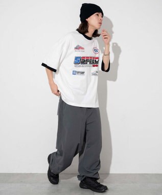 WEGO 【ユニセックス着用ITEM/手洗い可/MLサイズ】レーシングロゴTシャツ ホワイト