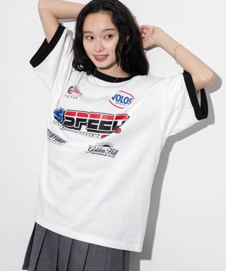 WEGO 【ユニセックス着用ITEM/手洗い可/MLサイズ】レーシングロゴTシャツ ホワイト