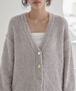 WEGO 【ANGIE VINTAGE】リボンヤーンVネックニットカーディガン ライトグレー