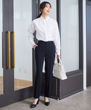 23区 L 【洗える】エンブロイダリーシャーティング シャツ ブラウス ホワイト系