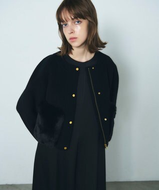 GRACE CONTINENTAL ファーポケットリバージャケット ブラック