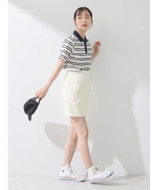 earth music&ecology 襟付きボーダープルオーバー Off White