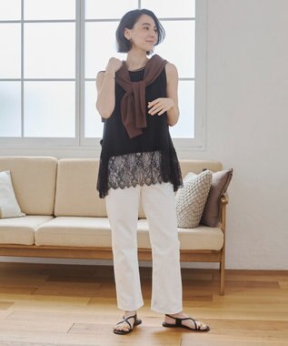 WEGO 【ANGIE VINTAGE/SMLサイズ展開】ストレートデニムパンツ オフホワイト