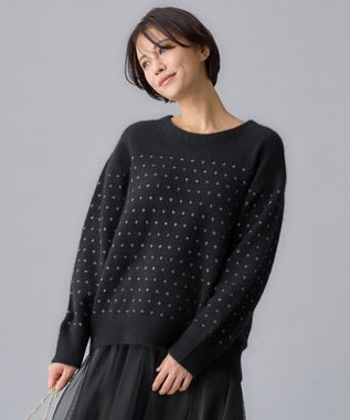 自由区 L ウールジャカードラメ ニット ブラック系