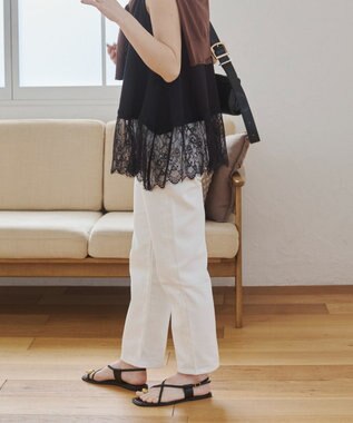 WEGO 【ANGIE VINTAGE/SMLサイズ展開】ストレートデニムパンツ オフホワイト