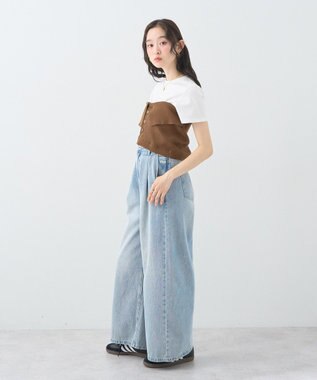 earth music&ecology ＳＥＴ２点コンパクトＴＥＥ＋マルチｗａｙニットビスチ Brown