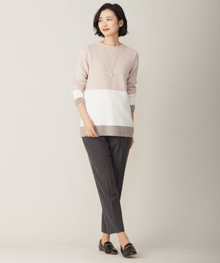 J.PRESS LADIES L 【洗える】CLEAR COTTON BLEND カラーブロック ニット ピンク系1