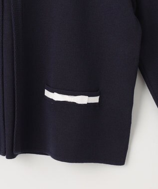 組曲 KIDS 【150-160cm】ラウンドカラー ニットジャケット ネイビー系