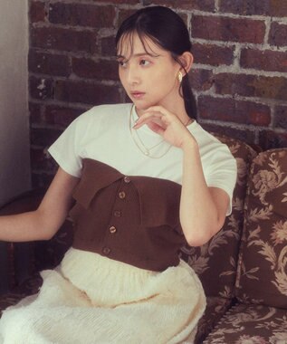 earth music&ecology ＳＥＴ２点コンパクトＴＥＥ＋マルチｗａｙニットビスチ Brown