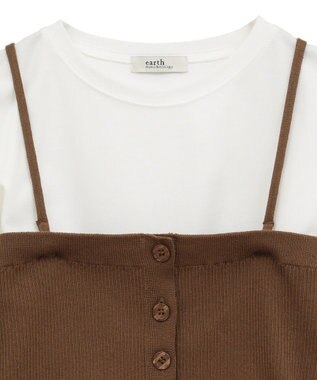 earth music&ecology ＳＥＴ２点コンパクトＴＥＥ＋マルチｗａｙニットビスチ Brown