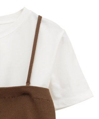 earth music&ecology ＳＥＴ２点コンパクトＴＥＥ＋マルチｗａｙニットビスチ Brown