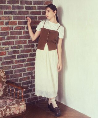 earth music&ecology ＳＥＴ２点コンパクトＴＥＥ＋マルチｗａｙニットビスチ Brown