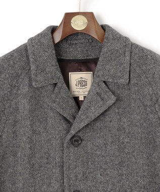 J.PRESS MEN 【JAPAN TWEED with REAL SHETLAND】ヘリンボーン バルカラーコート ブラック系2