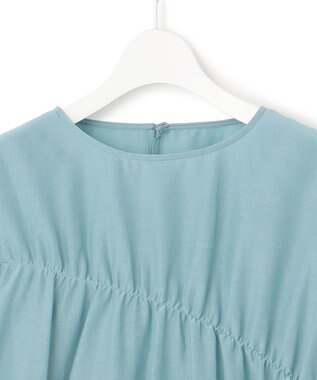 23区 【洗える】シアーコットンシルク シャーリング デザイン ブラウス セージ系