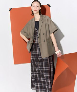 23区 【先行予約/見上愛さん着用】ハイツイストシアーチェック キャミソールワンピース ブラウンチェック