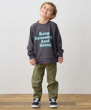 ANY KIDS ロゴプリント トレーナー チャコール