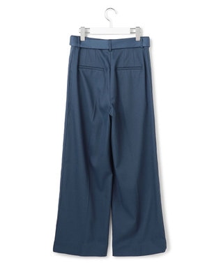 ICB L 【裏起毛】 ウォームサテン ワイドストレートパンツ ブルーグレー系