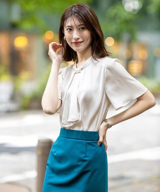 ANY SIS 【洗える】4WAY半袖 ボウブラウス アイボリー