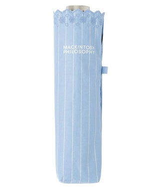 MOONBAT 【軽量】マッキントッシュ フィロソフィー 晴雨兼用日傘 折りたたみ傘 ストライプ／遮光 遮熱 UV ペールスカイ